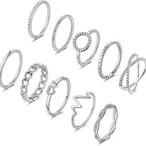 KOHOTA 10PCS 14K Gold Plated Rings for Women Gold Stackable Knuckle Rings